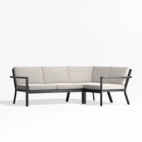 Alfresco Metal -Piece Petite L-Shaped Outdoor Sectional Sofa with Silver Sunbrella® Cushions