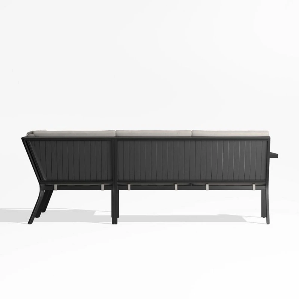 Alfresco Metal -Piece Petite L-Shaped Outdoor Sectional Sofa with Silver Sunbrella® Cushions