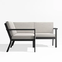 Alfresco Metal -Piece Petite L-Shaped Outdoor Sectional Sofa with Silver Sunbrella® Cushions