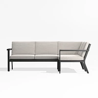 Alfresco Metal -Piece Petite L-Shaped Outdoor Sectional Sofa with Silver Sunbrella® Cushions