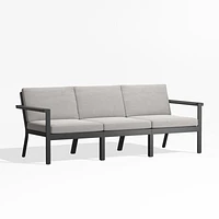Alfresco 82" Metal 3-Piece Outdoor Sofa with Silver Cushions