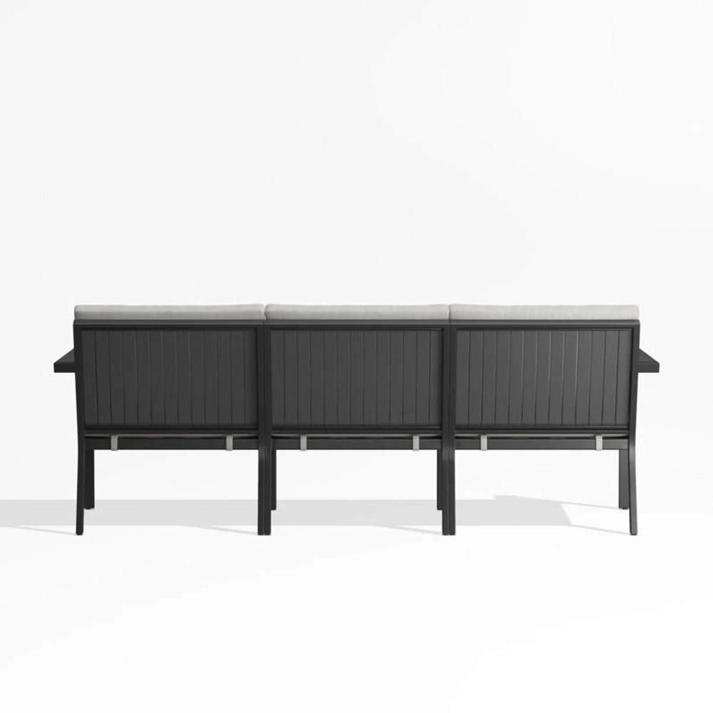 Alfresco 82" Metal 3-Piece Outdoor Sofa with Silver Cushions