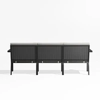 Alfresco 82" Metal 3-Piece Outdoor Sofa with Silver Cushions