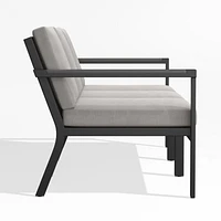 Alfresco 82" Metal 3-Piece Outdoor Sofa with Silver Cushions