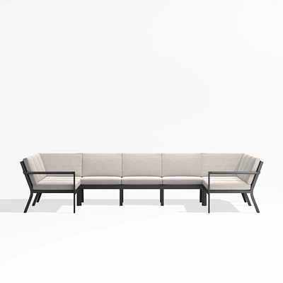 Alfresco Metal -Piece U-Shaped Outdoor Sectional Sofa with Silver Sunbrella® Cushions
