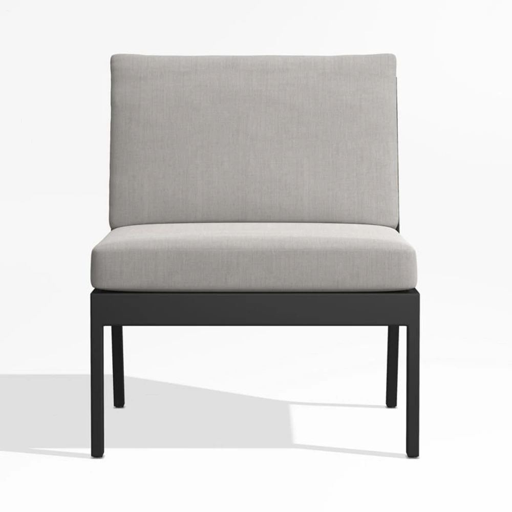 Alfresco Outdoor Armless Chair with Silver Cushions