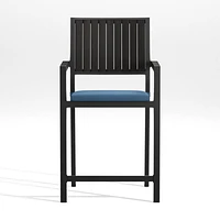 Alfresco Black Outdoor Counter Stool with Sapphire Sunbrella ® Cushion
