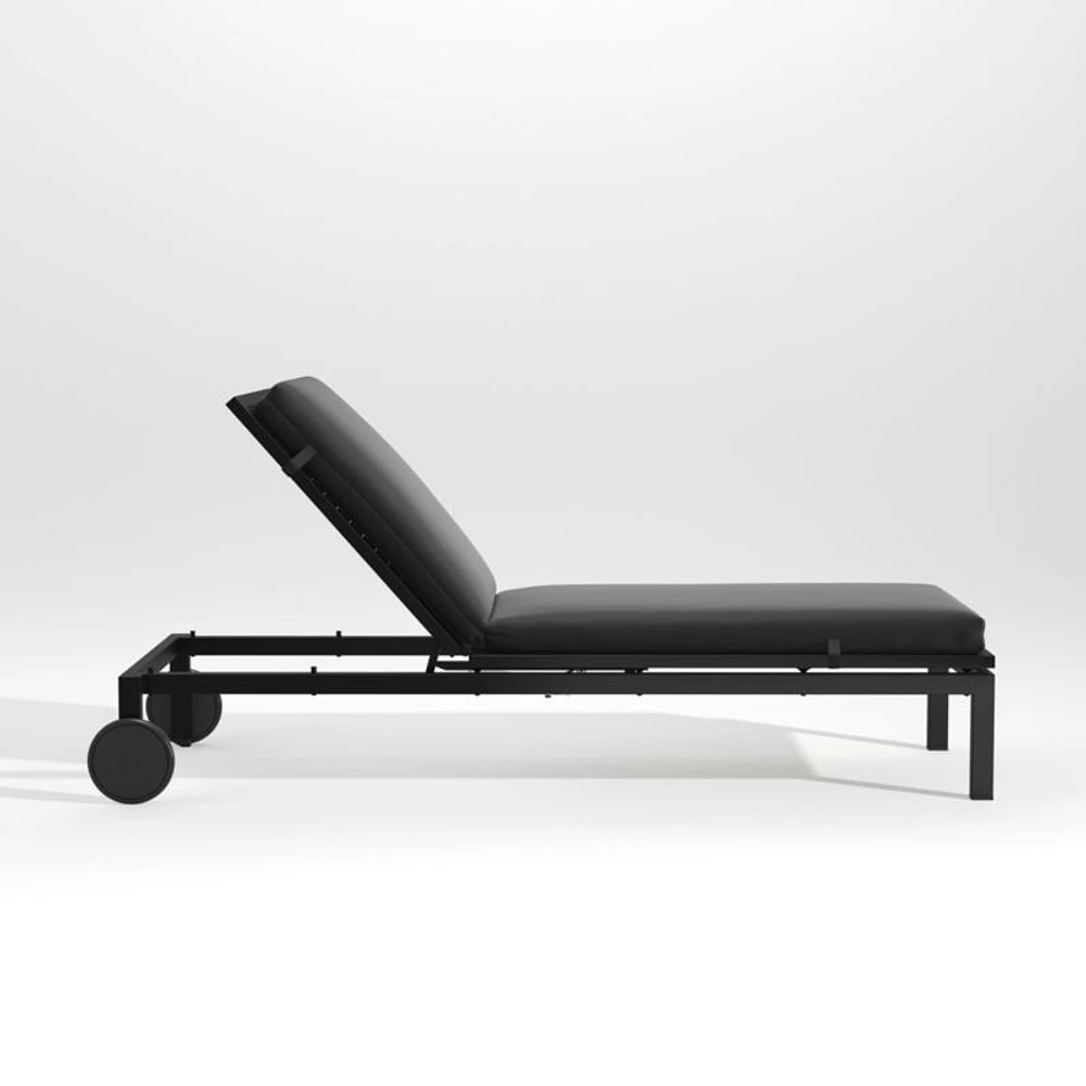 Alfresco Black Outdoor Chaise Lounge with Charcoal Sunbrella ® Cushion