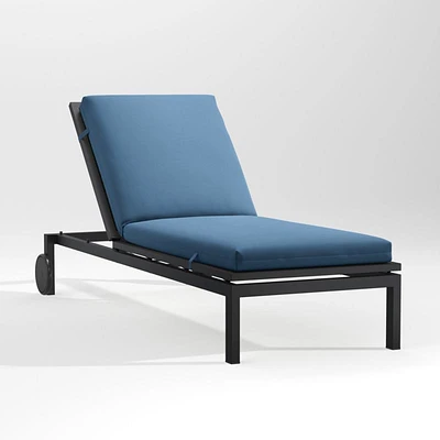 Alfresco Black Outdoor Chaise Lounge with Sapphire Sunbrella ® Cushion