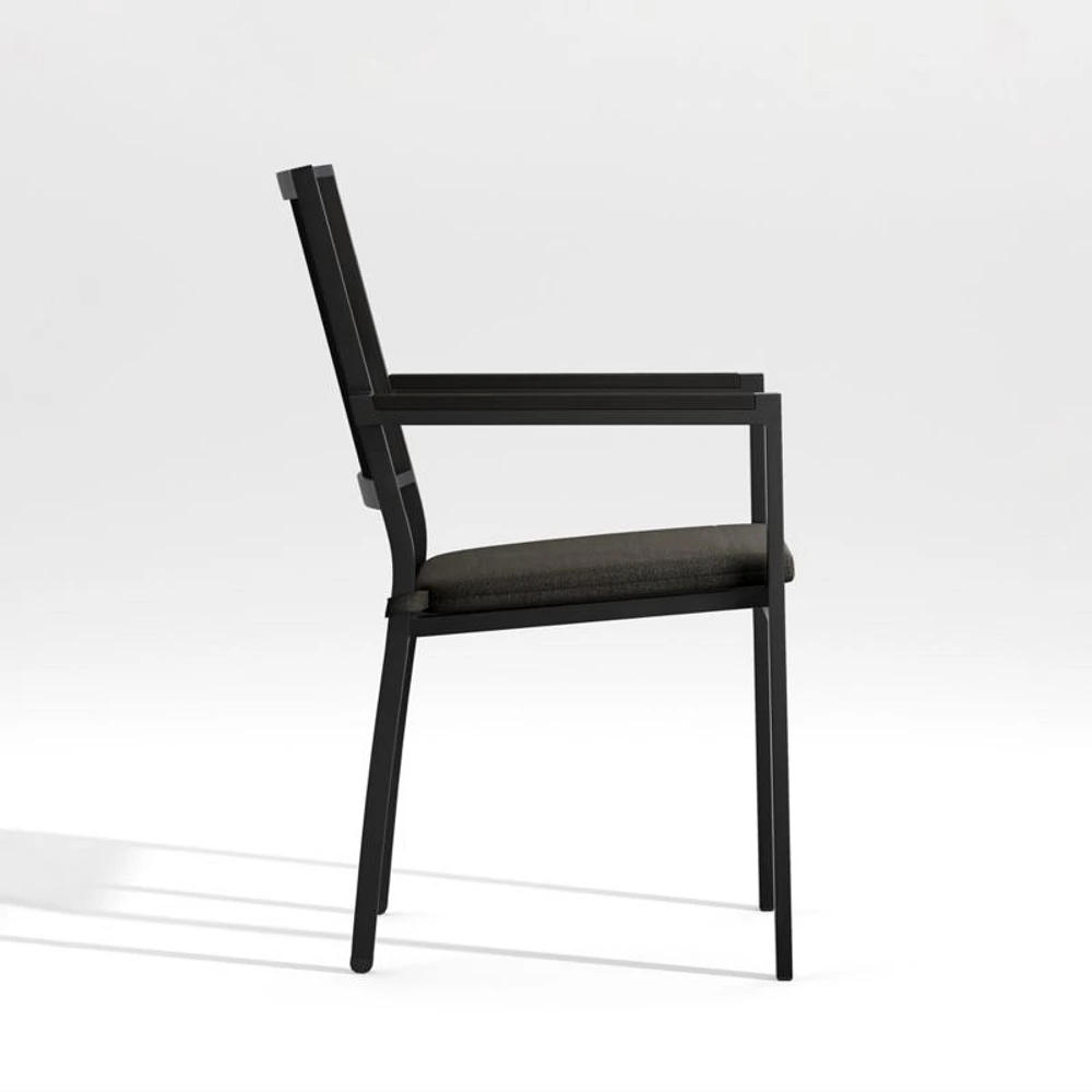 Alfresco Black Outdoor Dining Chair with Charcoal Sunbrella ® Cushion