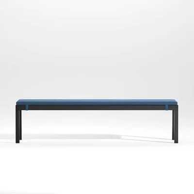 Alfresco II Black Outdoor Dining Bench with Sapphire Sunbrella ® Cushion