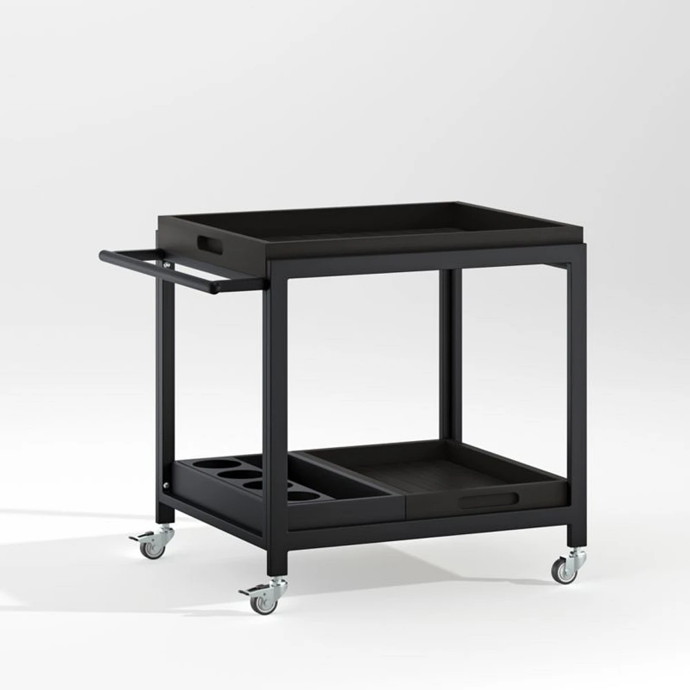 Alfresco Black Outdoor Storage Cart with Casters