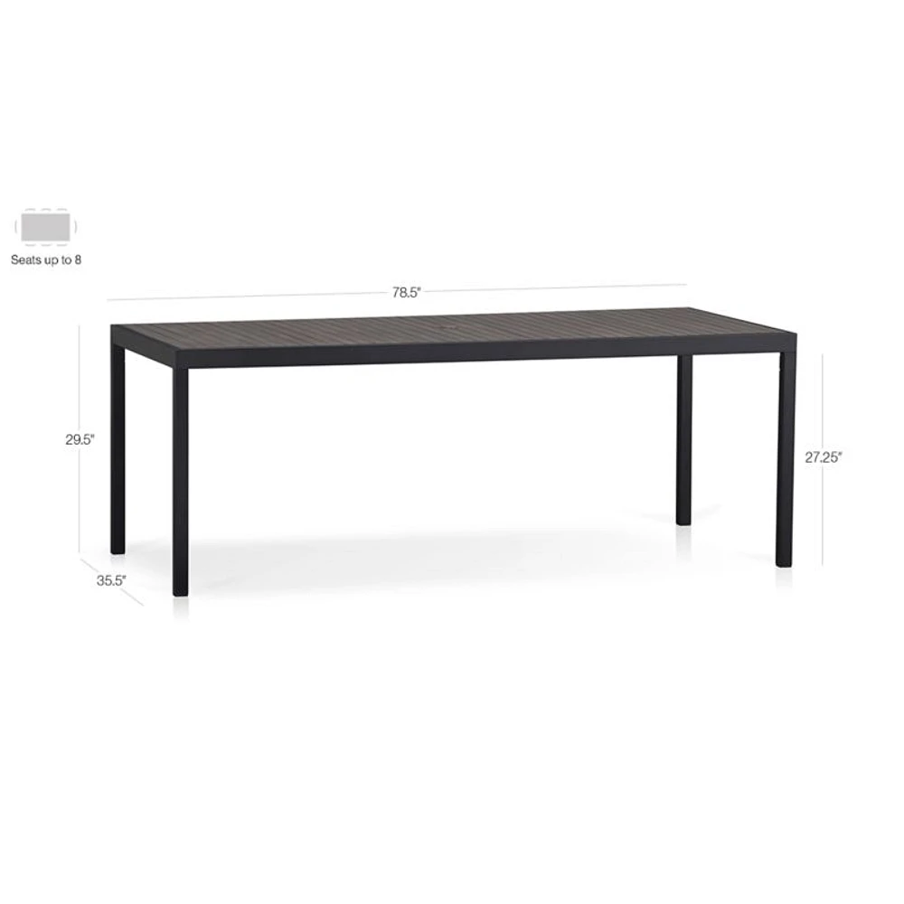 Alfresco 78" Black Rectangular Outdoor Dining Table