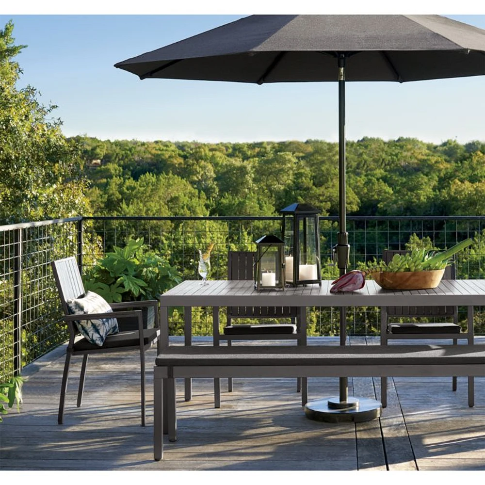 9' Round Sunbrella ® Charcoal Outdoor Patio Umbrella with Tilt Black Frame
