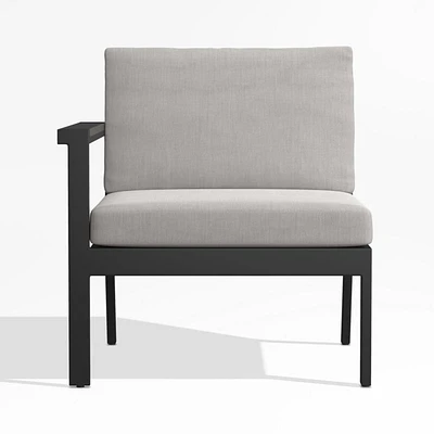 Alfresco Left-Arm Outdoor Chair with Silver Cushions