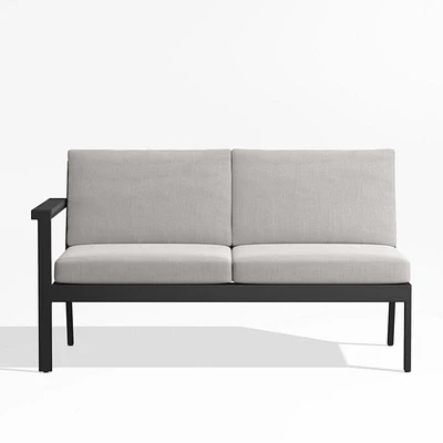 Alfresco 54" Left-Arm Outdoor Sofa with Silver Cushions
