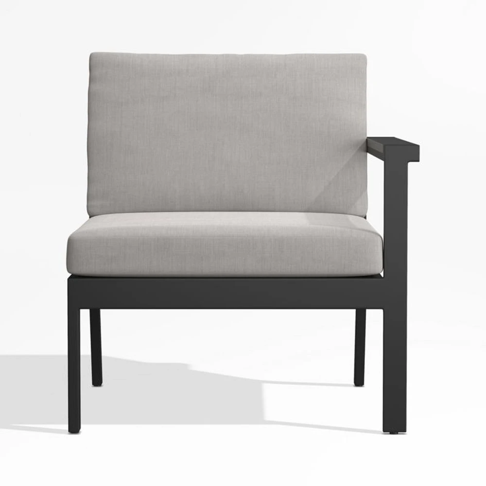 Alfresco Right-Arm Outdoor Chair with Silver Cushions
