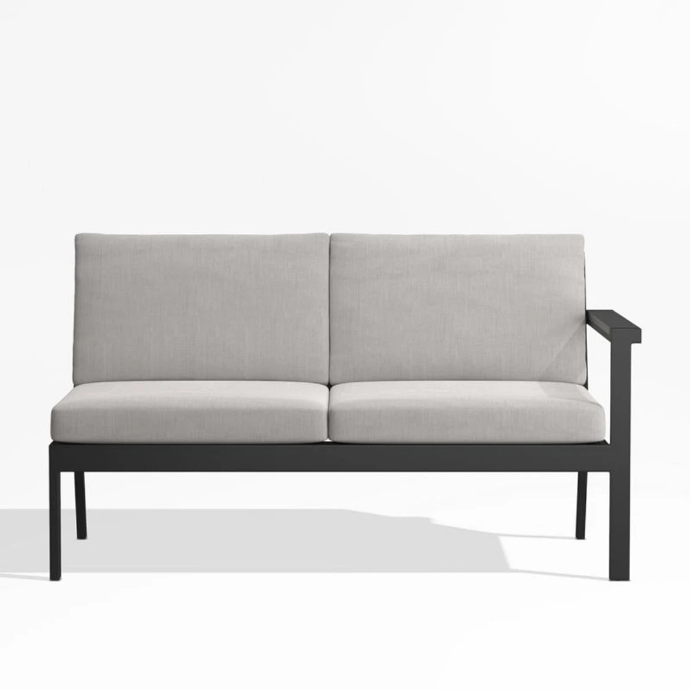 Alfresco 54" Right-Arm Outdoor Sofa with Silver Cushions
