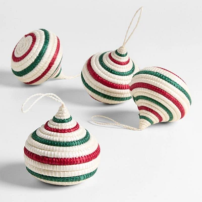 All Across Africa Red & Green Tier Ball Christmas Ornaments, Set of 4