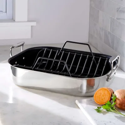 All-Clad ® Stainless Steel Non-Stick Large 16" Roaster with Rack