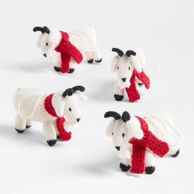 Alpaca Goat with Scarf Christmas Ornament, Set of 4