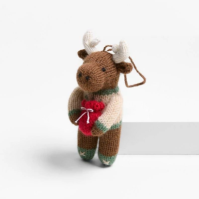 Alpaca Moose with Sweater Christmas Ornament