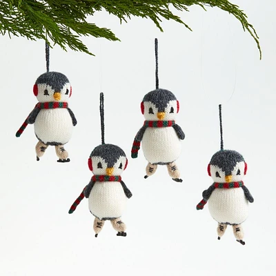 Alpaca Ice Skating Penguin Christmas Tree Ornament, Set of 4