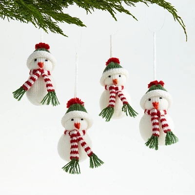 Alpaca Snowman Christmas Tree Ornaments, Set of 4