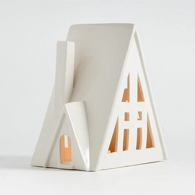 White Ceramic Holiday Alpine A-Frame House