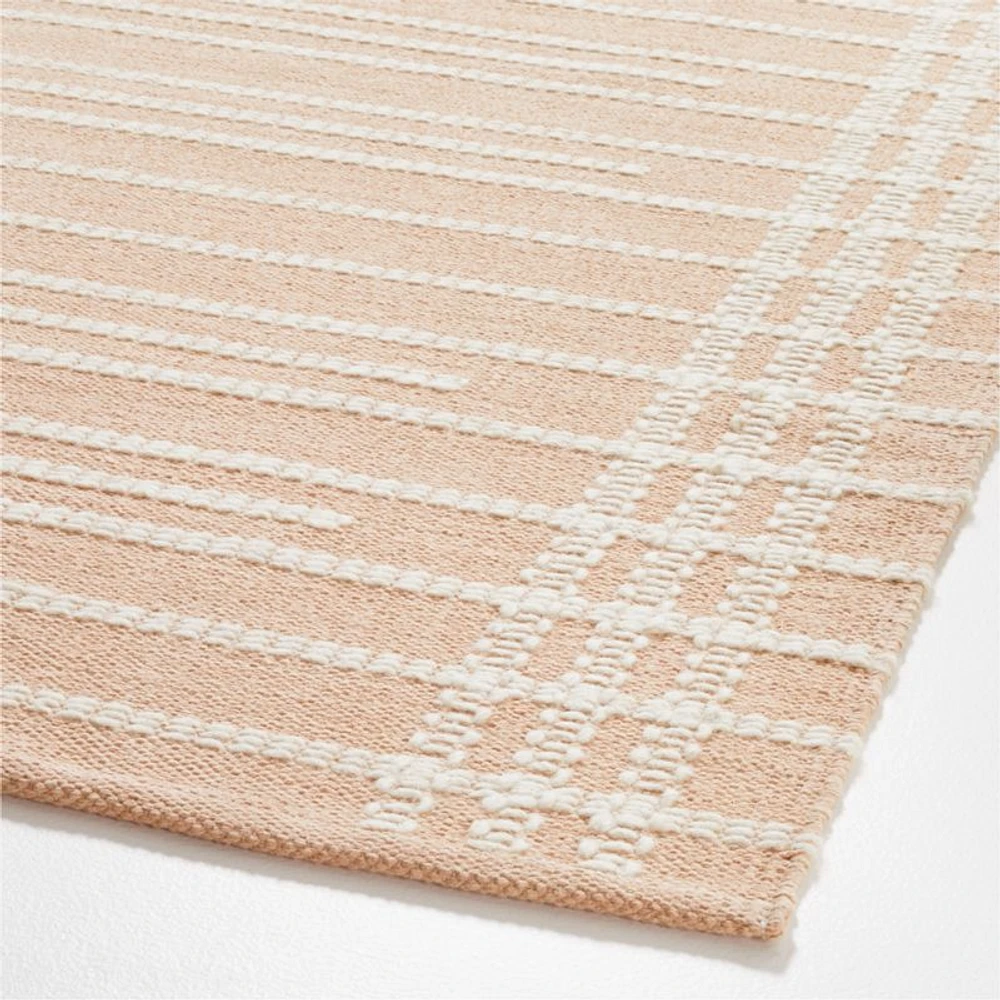 Alternating Lines Striped Cotton and Wool Light Area Rug 5'x8