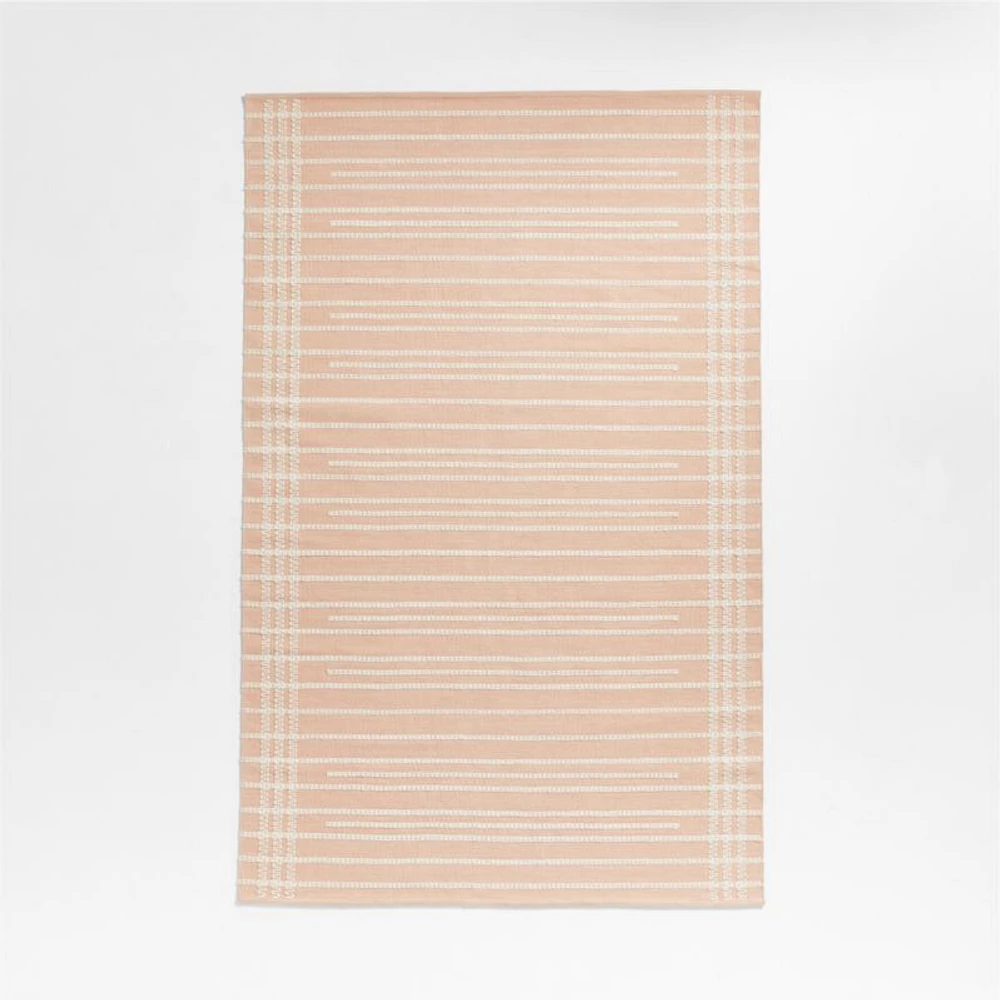 Alternating Lines Striped Cotton and Wool Light Area Rug 5'x8