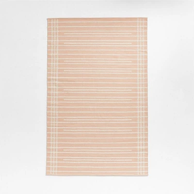 Alternating Lines Striped Cotton and Wool Light Area Rug 5'x8