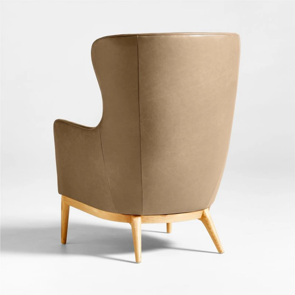 Alva Leather Wingback Accent Chair