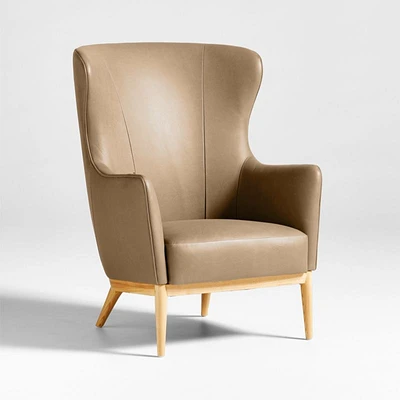 Alva Leather Wingback Accent Chair