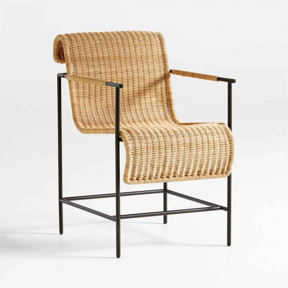 Alvar Black Rattan Dining Arm Chair