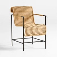 Alvar Black Rattan Dining Arm Chair