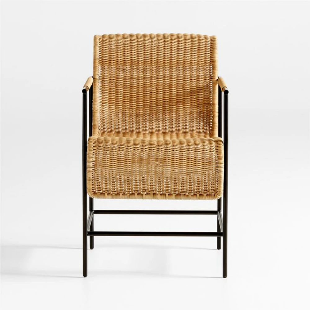 Alvar Black Rattan Dining Arm Chair