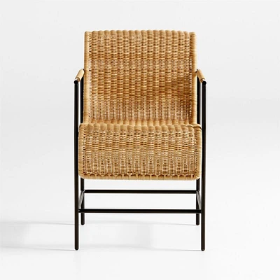 Alvar Black Rattan Dining Arm Chair