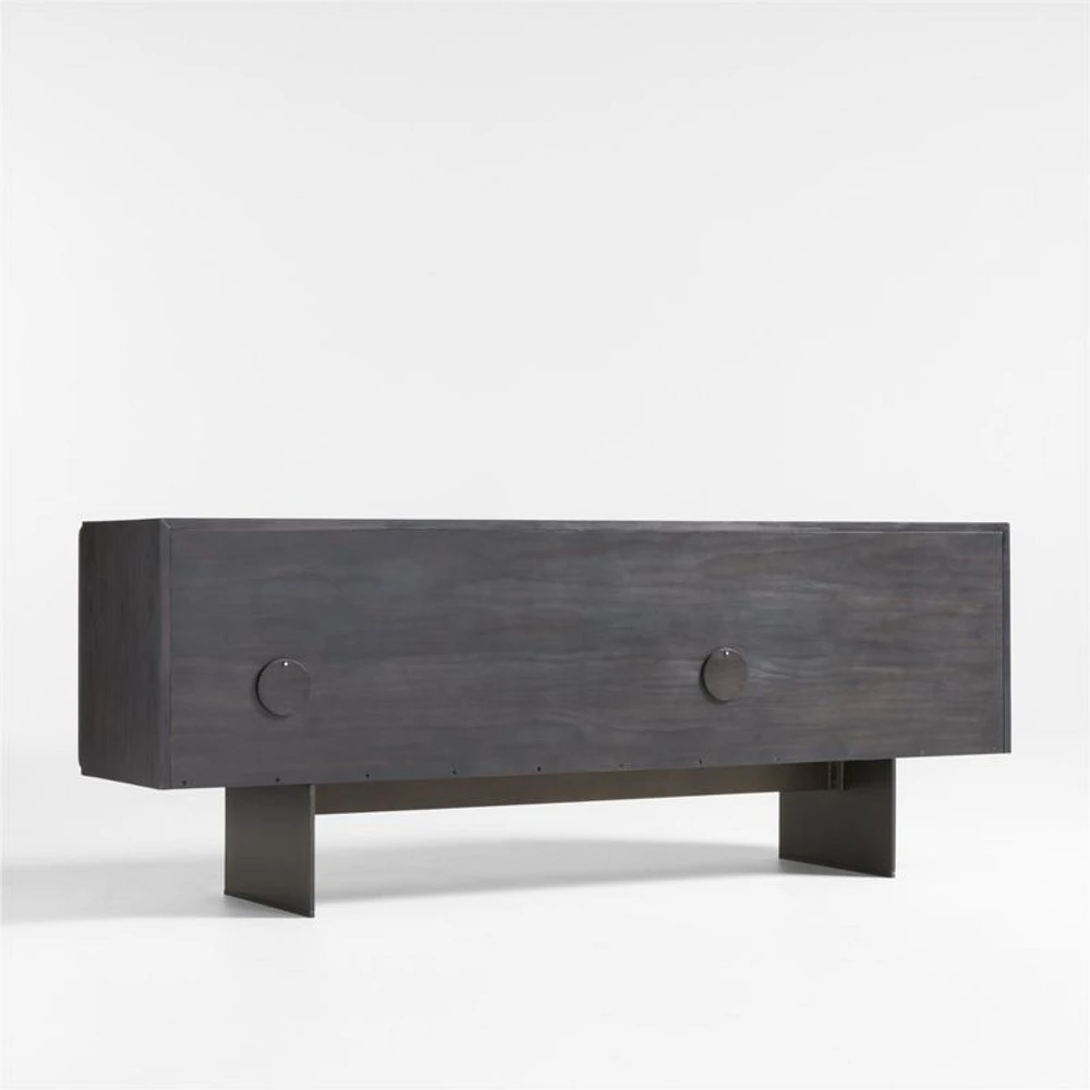 Ameno 72" Charcoal Ash Wood and Metal Storage Media Console