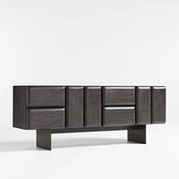 Ameno 72" Charcoal Ash Wood and Metal Storage Media Console