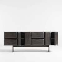 Ameno 72" Charcoal Ash Wood and Metal Storage Media Console