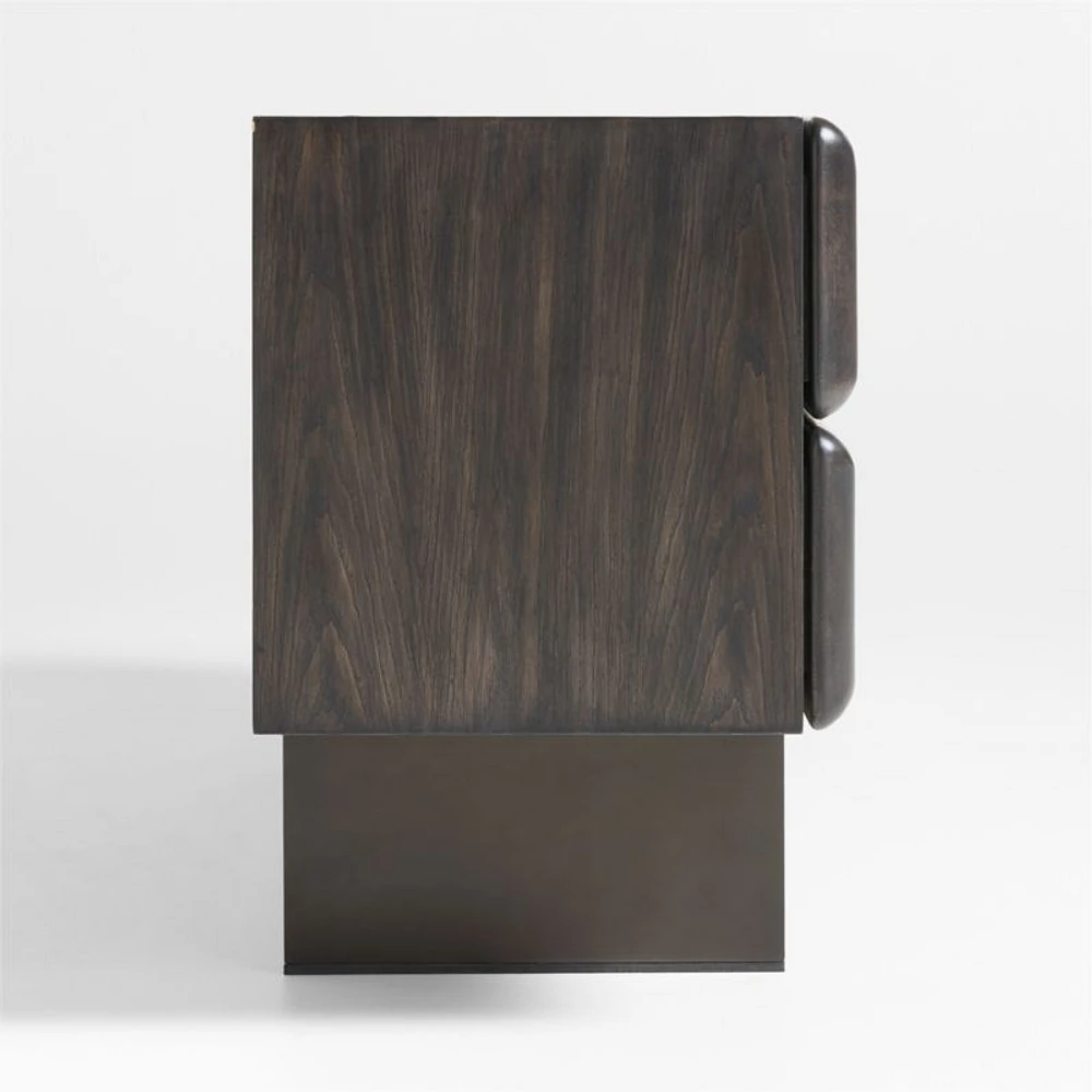 Ameno 72" Charcoal Ash Wood and Metal Storage Media Console