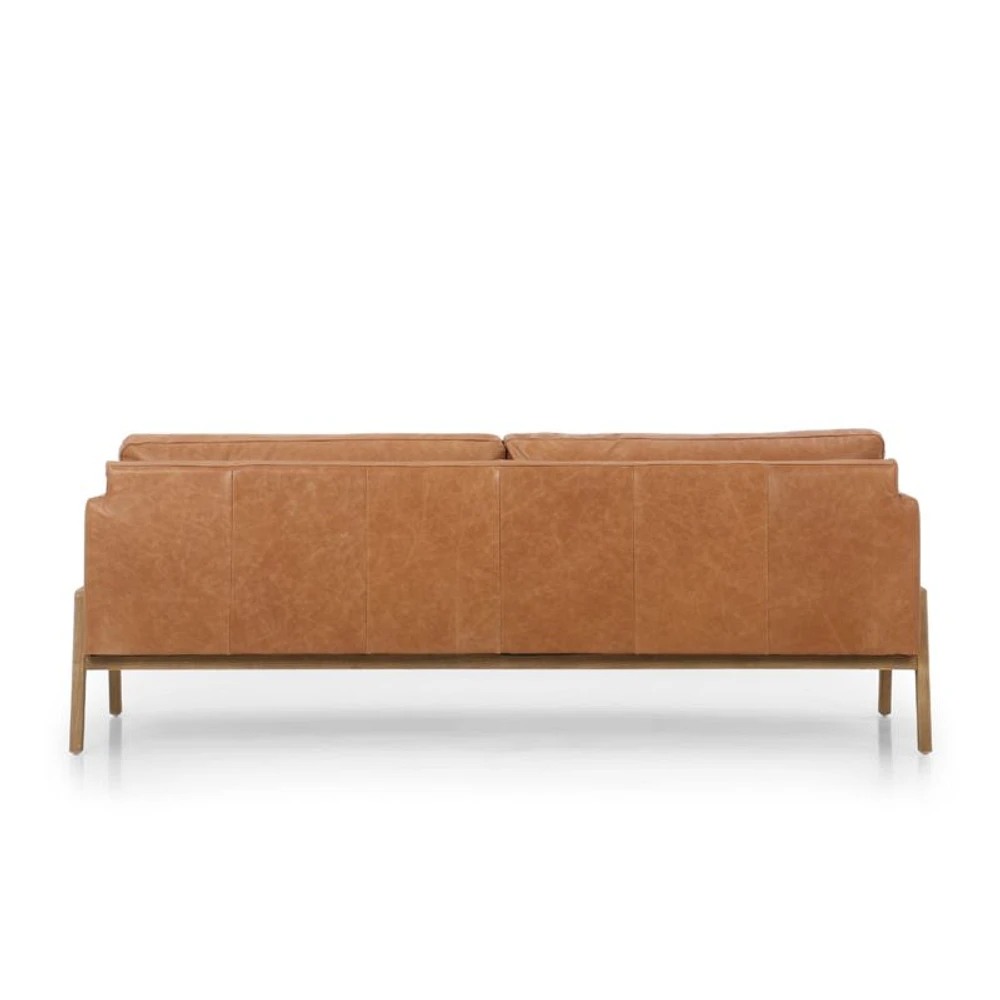 Amoria Sonoma Butterscotch Leather Sofa with Wood Frame
