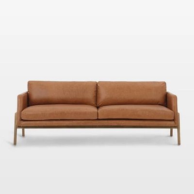 Amoria Sonoma Butterscotch Leather Sofa with Wood Frame