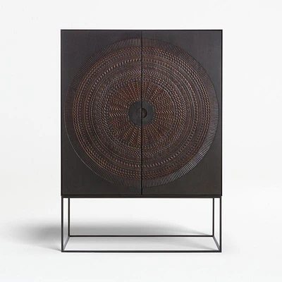 Ancestors Hand Carved Teak Storage Cabinet