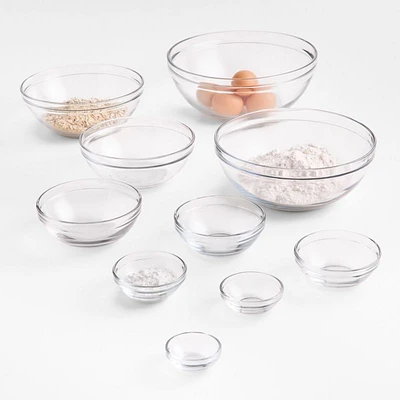 Anchor Hocking Glass Mixing Bowls, Set Of 10