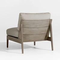 Andorra Weathered Grey Wood Outdoor Armless Chair with Sand Cushions