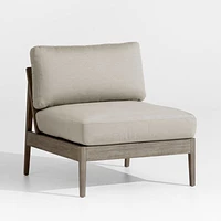 Andorra Weathered Grey Wood Outdoor Armless Chair with Sand Cushions