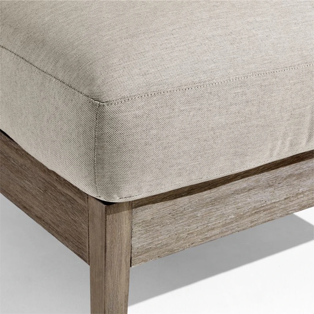 Andorra Weathered Grey Wood Outdoor Armless Chair with Sand Cushions