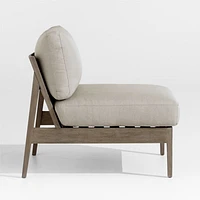 Andorra Weathered Grey Wood Outdoor Armless Chair with Sand Cushions